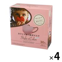 カワイイ女の贅沢マスク Style×Color 立体マスク（ベビーピンク×ブラウン）1セット（30枚×4箱）バイカラーマスク