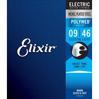 Elixir エリクサー エレキギター弦 POLYWEB コーティング弦 Custom Light .009-.046#12025（直送品）
