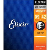 Elixir エリクサー エレキギター弦 NANOWEB コーティング弦 Super Light .009-.042 #12002（直送品）