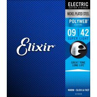 Elixir エリクサー エレキギター弦 POLYWEB コーティング弦 Super Light .009-.042#12000（直送品）