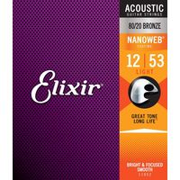 Elixir エリクサー アコースティックギター弦 NANOWEB コーティング弦 ブロンズ Light 012-053 #11052（直送品）
