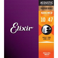 Elixir エリクサー アコースティックギター弦 NANOWEBコーティング フォスファー Ex.Light 010-047 #16002（直送品）