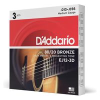 D'Addario ダダリオ アコースティックギター弦 ブロンズ Medium .013-.056 EJ12-3D 3set入りパック（直送品）