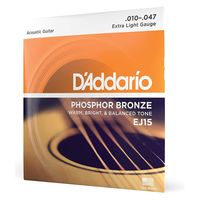 D'Addario ダダリオ アコースティックギター弦 フォスファーブロンズ Extra Light .010-.047 EJ15（直送品）