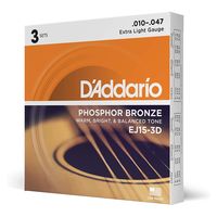 D'Addario ダダリオ アコースティックギター弦 フォスファーブロンズ E.Light 010-047 EJ15-3D 3setパック（直送品）