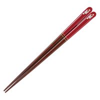 イシダ 箸 子供用 18cm 金座 動物 木製 天然木 漆 日本製 赤 359613 1個（取寄品）