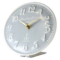 キーストーン 置き時計 アナログ 卓上 時計 エンボスメタル マリン ネイビー ライトブルー 362949 1個（直送品）
