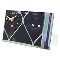 キーストーン 置き時計 ガラスアートピクチャー キャット A 時計 アナログ 363911 1個（取寄品）