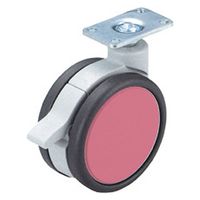 ハイロジック 26337 フレスコキャスター75mm プレート・ストップ付 ピンク 1個（直送品）