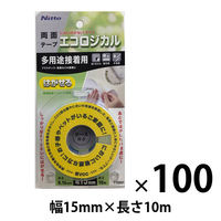 ニトムズ エコロジカル はがせる両面テープ 多用途接着用 幅15mm×長さ10m TT0001 1箱（100巻入）