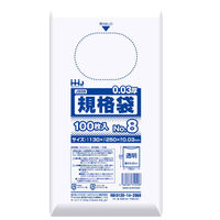 ハウスホールドジャパン ゴミ袋 規格袋 8号 食品検査適合 厚さ0.03mm 100枚入り 透明 349098 1個（取寄品）