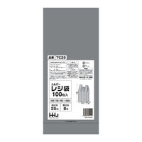 レジ袋 35x15cm マチ10cm 厚さ0.02mm 100枚入り 西日本25号 東日本8号 取っ手付き シルバー（取寄品）