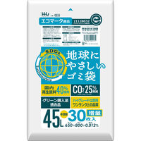 ハウスホールドジャパン GE55 再生エコマーク袋半透明 45L増量 4580287294171 30枚×25点セット（直送品）