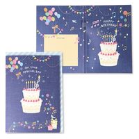日本ホールマーク グリーティングカード お誕生日祝い オルゴールカード　ケーキネイビー3 815257 6枚（直送品）