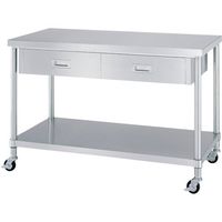 シンコー ステンレス作業台片面引出付ベタ棚キャスター付 WDBC-9075-800-SU100 1台 324-1862（直送品）