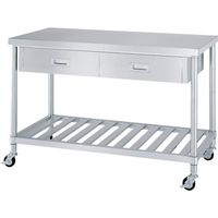 シンコー ステンレス作業台片面引出付スノコ棚キャスター付 WDSC-9060-800-SU75 1台 324-4258（直送品）