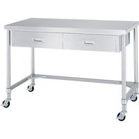 シンコー ステンレス作業台片面引出付三方枠キャスター付 WDTC-9045-800-SU100 1台 324-1252（直送品）