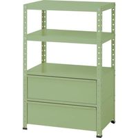 山金工業 ヤマテック スペシャルワゴン 固定式 キャビネット超深型1段×2個 ヤマテックグリーン W7H-BD2-G 1台 868-3697（直送品）