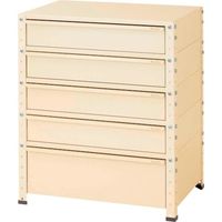 山金工業 ヤマテック スペシャルワゴン 固定式 キャビネット深型1段×4個、超深型1段×1個 ヤマテックアイボリー W7-M4D-IV 1台（直送品）