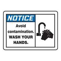 警告・注意喚起ラベル(英字)Avoid Contamination， Wash Your Hands MCHL810VS 1枚（直送品）