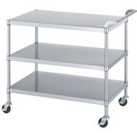 ステンレスワゴン(SUS430) 天地3段タイプ φ75導電ナイロン車 750×450×800 M03-7545-800-NE75_SH（直送品）