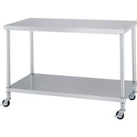 シンコー ステンレス作業台ベタ棚キャスター付 WBC-15060-800-SU75 1台 269-1143（直送品）