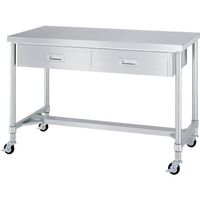 シンコー ステンレス作業台片面引出付H枠キャスター付 WDHC-15090-800-SU75 1台 324-1476（直送品）