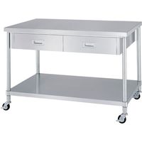 シンコー ステンレス作業台両面引出付ベタ棚キャスター付 WDWBC-18075-800-SU75 1台 324-1249（直送品）