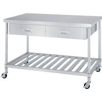 シンコー ステンレス作業台両面引出付スノコ棚キャスター付 WDWSNC-15075-800-SU75 1台 324-2783（直送品）