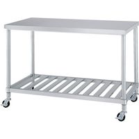 シンコー ステンレス作業台スノコ棚キャスター付 WSC-18060-800-SU100 1台 324-3990（直送品）