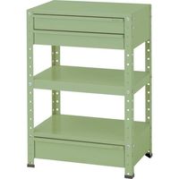 山金工業 ヤマテック スペシャルワゴン 固定式 キャビネット深型1段×1個、浅型2段×1台 ヤマテックグリーン W6-SBM-G 1台（直送品）