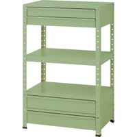 山金工業 ヤマテック スペシャルワゴン 固定式 キャビネット浅型2段×1個、深型1段×2個 ヤマテックグリーン W7H-SBM2-G 1台（直送品）