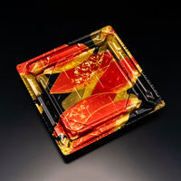 寿司容器　バイオPS 美枠寿司 3-3B せんれい赤　600枚(50枚×12) FAPR433　リスパック（直送品）