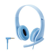 ヘッドセット 子供用 両耳 マイクアーム付 4極 タブレット ノートPC ライトブルー HS-KD01TLBU エレコム 1個（直送品）