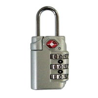 トレードワークス 南京錠 ダイヤル式 TSAロック キャリーケース 鍵 トラベルロック シルバー 264680 1個（直送品）