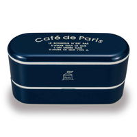 正和 お弁当箱 2段 550ml 抗菌 スリム ネストランチ cafe de paris ネイビー 361626 1個（直送品）