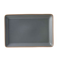 丸利玉樹利喜蔵商店 プレート 28cm レクタングルプレート エッジライン 陶器 グレー 376871 1個（直送品）