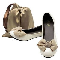 パラデック スリッパ 携帯 Mサイズ 23.5~24.5cm 専用ケース付 レプリエ スイート リボン アイボリー 332118 1個（直送品）