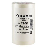 カモ井加工紙 和紙粘着テープ 軽包装用 白 幅50mm×長さ18m 220W 1パック（2巻入）