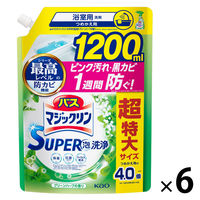 バスマジックリン SUPER泡洗浄 グリーンハーブの香り 詰め替え 超特大 1200mL 1箱（6個入） 花王