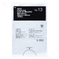 【ポリ袋】アスクル 吊るしひも付き規格袋 LDPE 0.02mm厚 13号 透明 1袋（100枚入） オリジナル