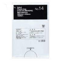 【ポリ袋】アスクル ひも付き規格袋エコノミータイプ HDPE 0.007mm厚 14号 半透明 1袋（100枚入） オリジナル