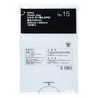 【ポリ袋】アスクル 吊るしひも付き規格袋 LDPE 0.02mm厚 15号 透明 1袋（100枚入） オリジナル