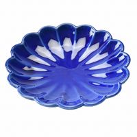 アースモス 小皿 ルリ 菊型6.0寸丸皿 [3個入] vac-104-02028（直送品）