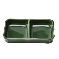 アースモス 仕切り皿 練抹茶 二品皿(中) [6個入] vac-111-07020（直送品）