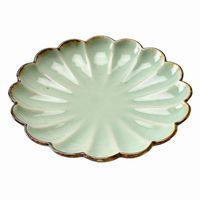 アースモス 小皿 ビードロ灰釉茶渕 菊型7.0寸丸皿 [2個入] vac-202-02029（直送品）