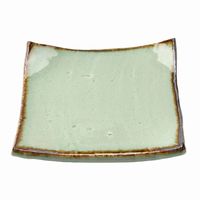 アースモス 小皿 ビードロ灰釉茶渕 タタラ型5.0寸正角皿 [4個入] vac-202-04016（直送品）