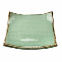 アースモス 小皿 ビードロ灰釉茶渕 タタラ型7.0寸正角皿 [2個入] vac-202-04017（直送品）