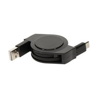 オウルテック 巻取り式 USB Type-A to Type-Cケーブル 1.2m ブラック OWL-CBR2AC12-BK 1個（直送品）