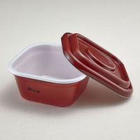 青葉紙業 角丼容器 どん重 大盛 赤うるし(共蓋セット)　400枚(50枚×8) 220384（直送品）